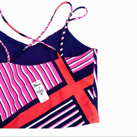 Express Strappy Striped Crop Top Brightly Colored Colorful NWT Medium Going Out - Picture 10 of 11